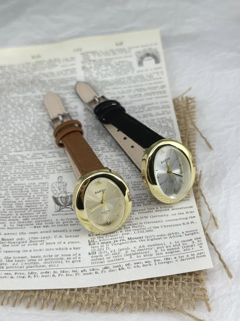 Fashion Quartz Watch for Women Simple Leather Strap Pigeon Egg Dial Ladies Watches Luxury Gift Girl Wristwatches Dropshipping