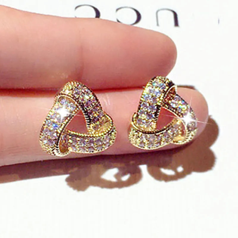 Exquisite design Iced Out Cycle Buckle Earring for Women Top Quality Bling AAA Zircon Stud Earring Wedding Anniversary Jewelry
