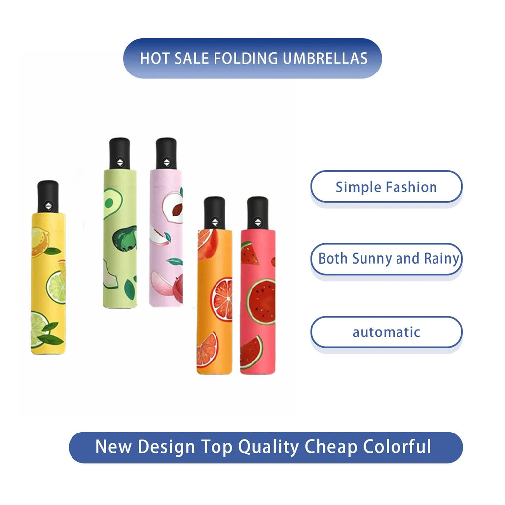 Umbrella Fruit Folding Fully Automatic Rain and Shine Dual Purpose Male and Female Students Korean Version Sun Shading Umbrella