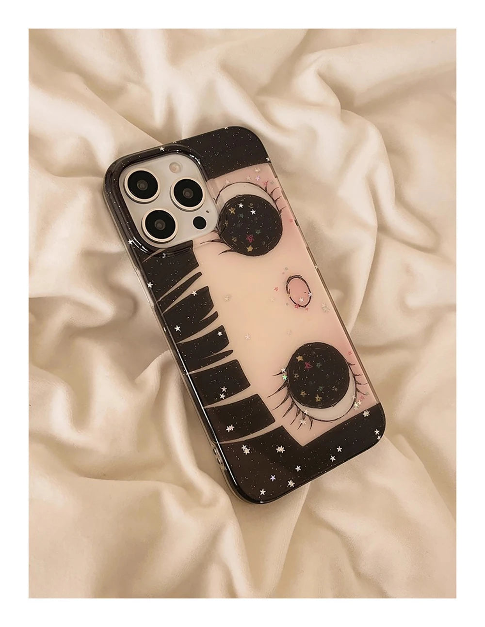 Cartoon Anime Shinning Eyes Cute Phone Case for IPhone 17 16 15 14 13 Pro Max Girl Glittering Big Eyes Back Phone Cover Capa