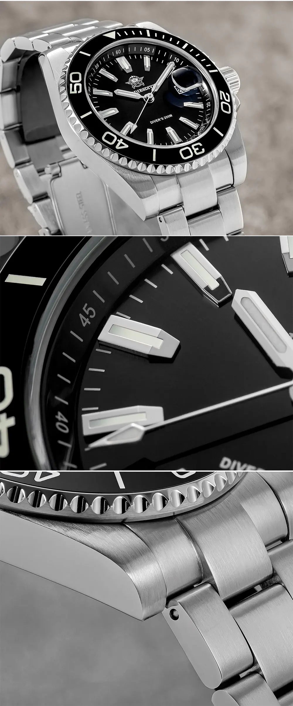 ADDIESDIVE New Diving Watch Men Luminous Cerammic Bezel 316L Stainless Steel 200m Waterproof AR Coated 41mm Quartz Wristwatch