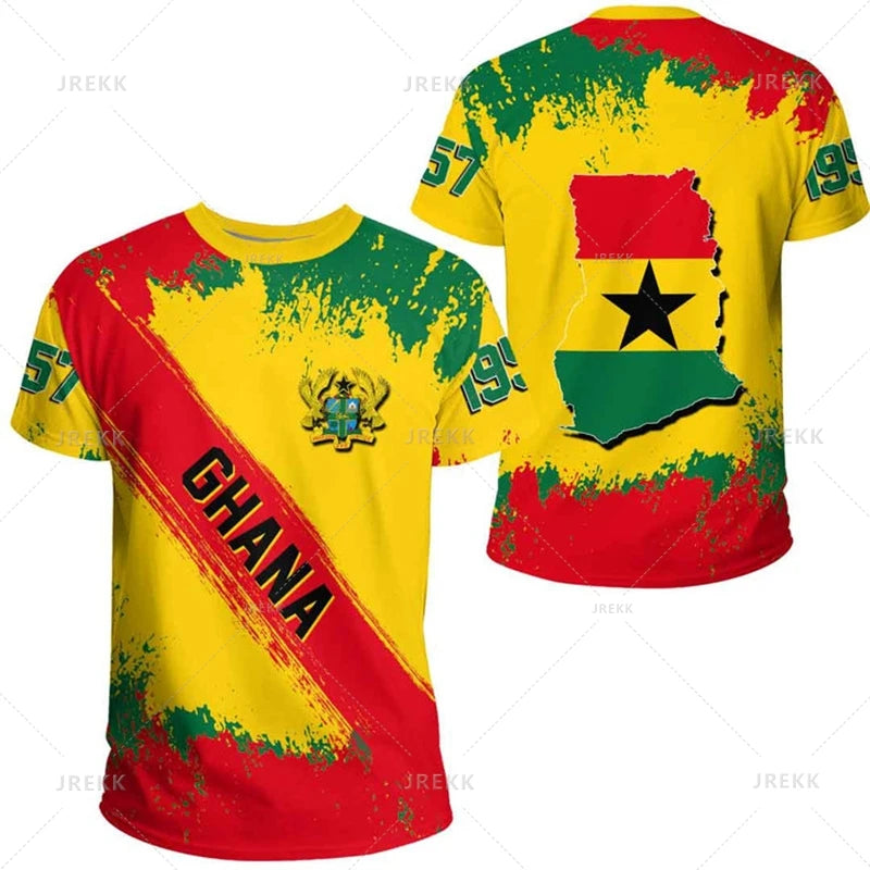 3D Ghana Nationa IndependenceDay Printed T Shirt The Republic-of Ghana Emblem Flag Graphic Tee-shirts For Men Mens Clothing Tops