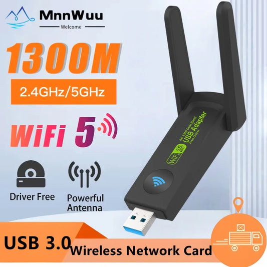 1300Mbps USB 3.0 WiFi Adapter Dual Band 2.4G+5Ghz Wi-Fi Dongle Receiver USB Wireless Network Card For Desktop Laptop Driver Free