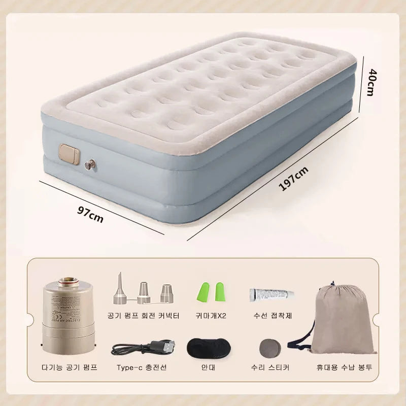 Interior Air Mattress Glamping Mats PVC Inflatable Sleeping Mattress Luxury 2 Person Camping Bed Mat Built-in Pump Thicken Mat