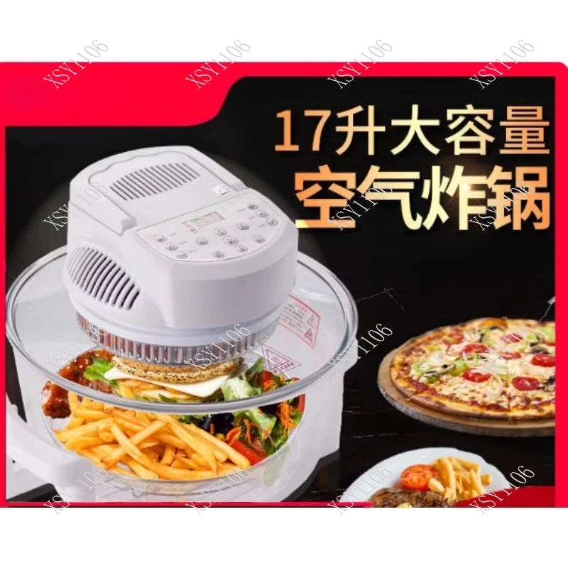 Transparent Air Fryer Oven - 12L Digital Halogen Convection Turbo Flavor Wave with Glass Bowl