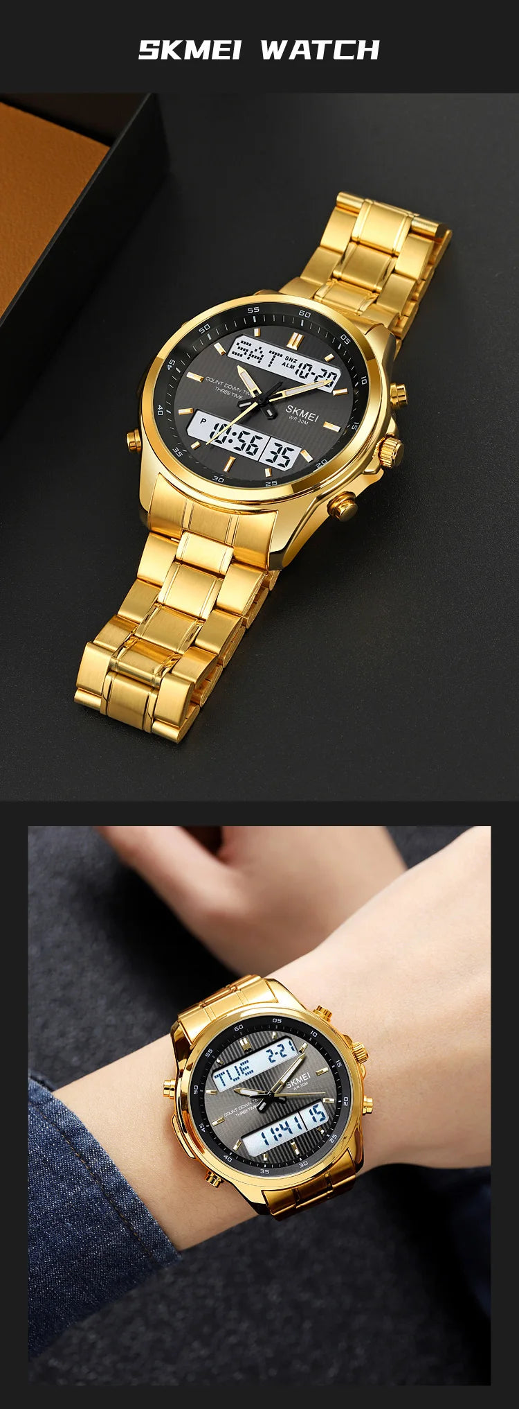SKMEI 2049 Brand Electronic Watches for Man Fashion Large Dial Wristwatch Luminous Alarm Clock Calendar Casual Men Digital Watch