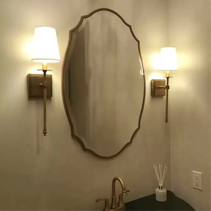 Retro Wall Mounted Bathroom Decorative Mirror French Light Luxury Bathroom Mirrors Hotel Home Furnishings Espejos De Baño