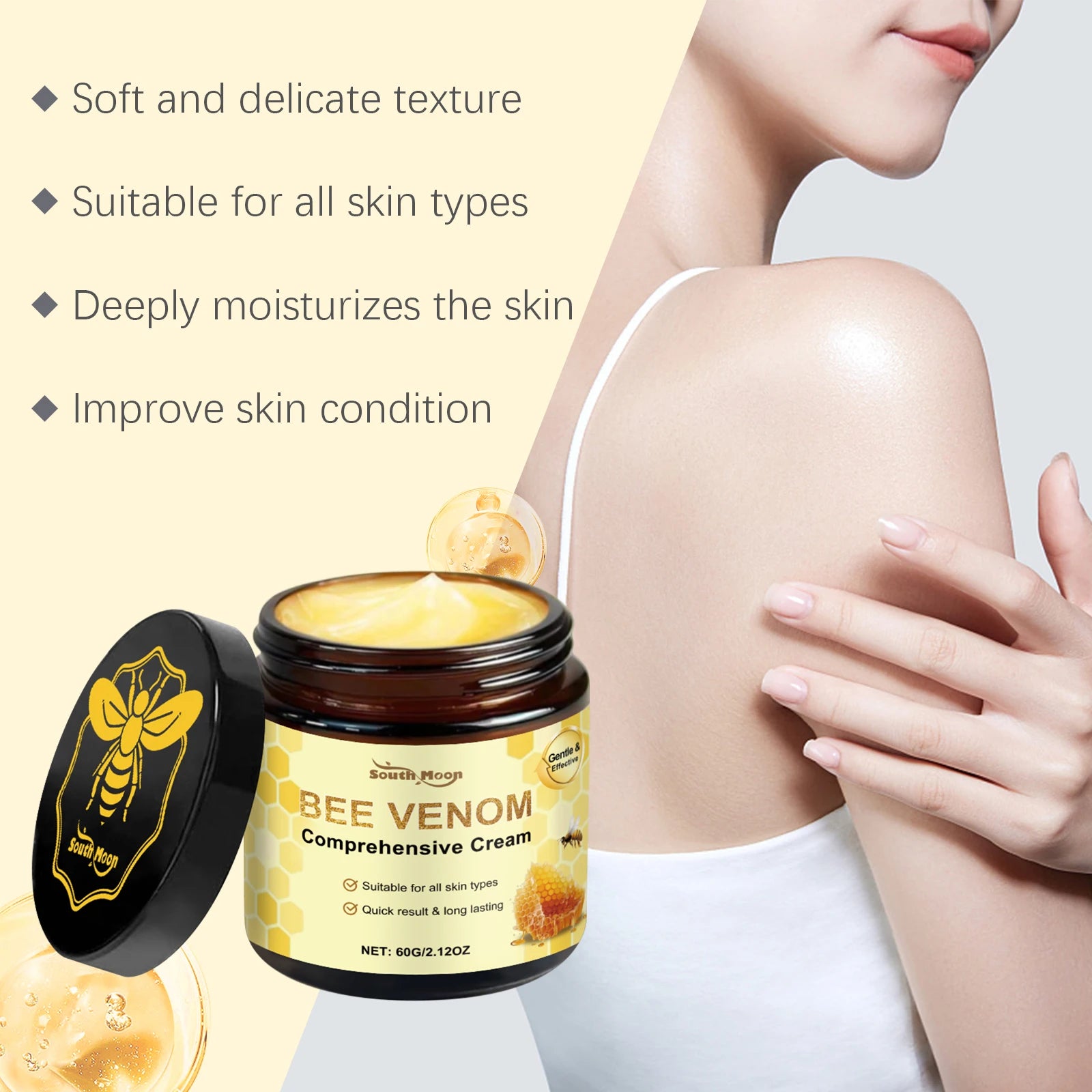 Bee Venom Face Cream Moisturizer Nourish Dryness Skin Firming Repair Damaged Skin Strengthen Barrier Brighten Nourish Body Cream