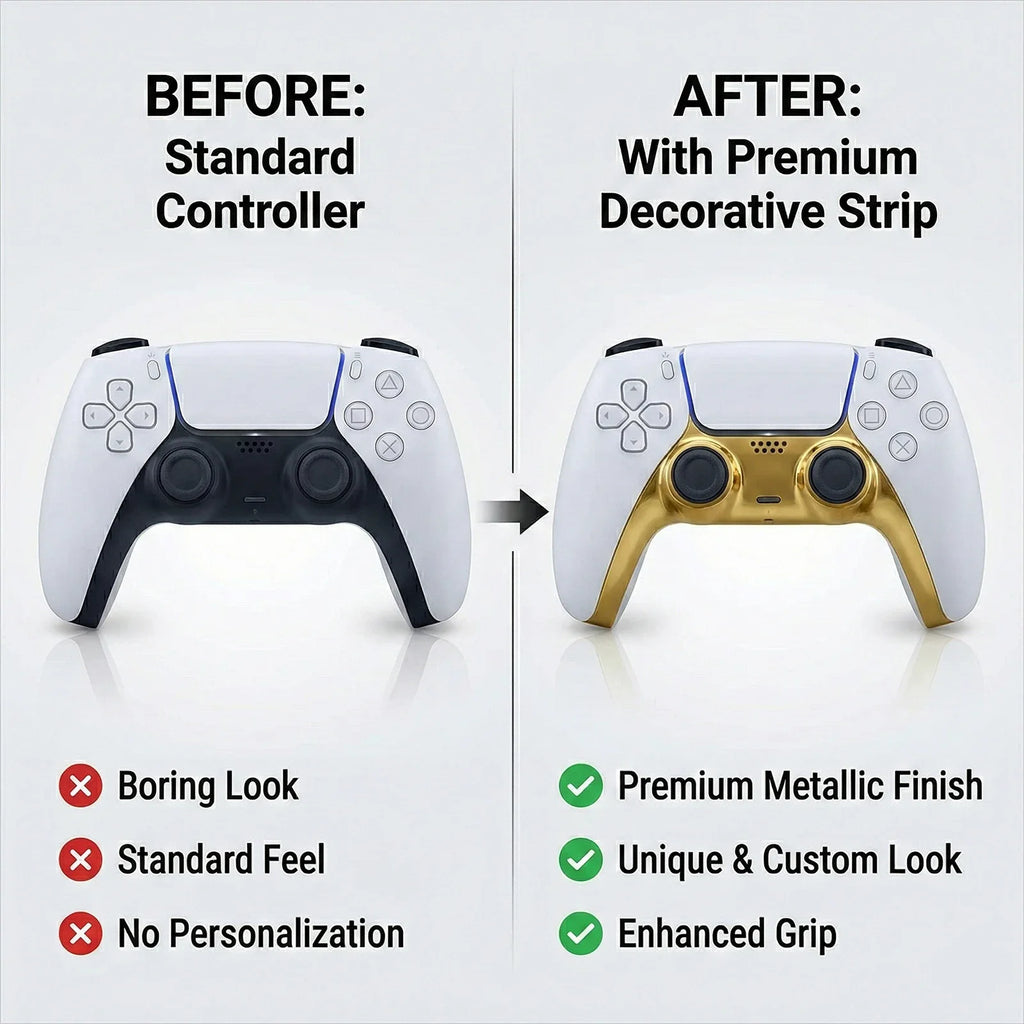 Decorative Strip for PS5 Controller Joystick Chrome Handle Cover Replacement with Pry Bar DIY Precise Fit Shell Trim Accessories