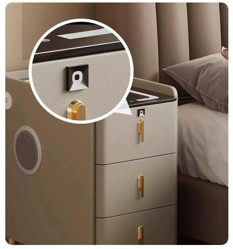 China Factory Smart LED Rechargeable Nightstand with Lck Modern Simple Narrow Bedroom Nightstand