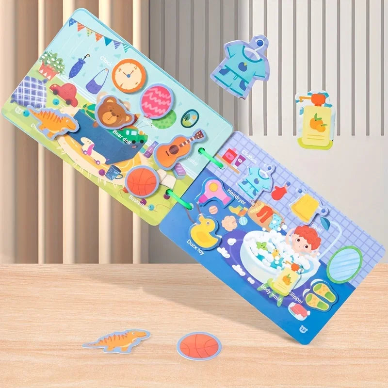 1 Set Montessori, Quiet Book, Preschool Learning Activity Book, Numbers Shapes, Tactile Training- Sensory Puzzle Playset