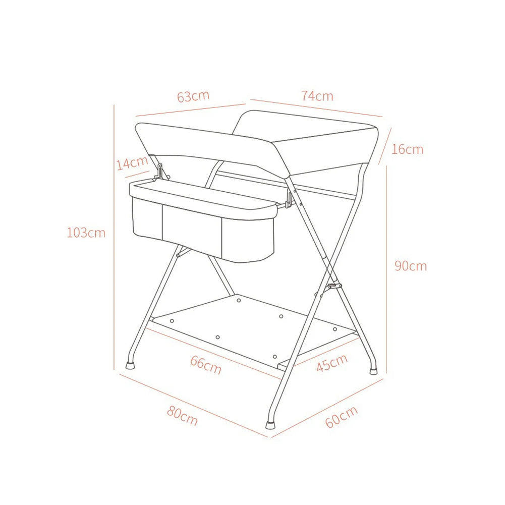 Mobile Folding Changing Table Changing Station with Storage Basket Changing Table for Nappy Changing, for Newborns and Toddlers