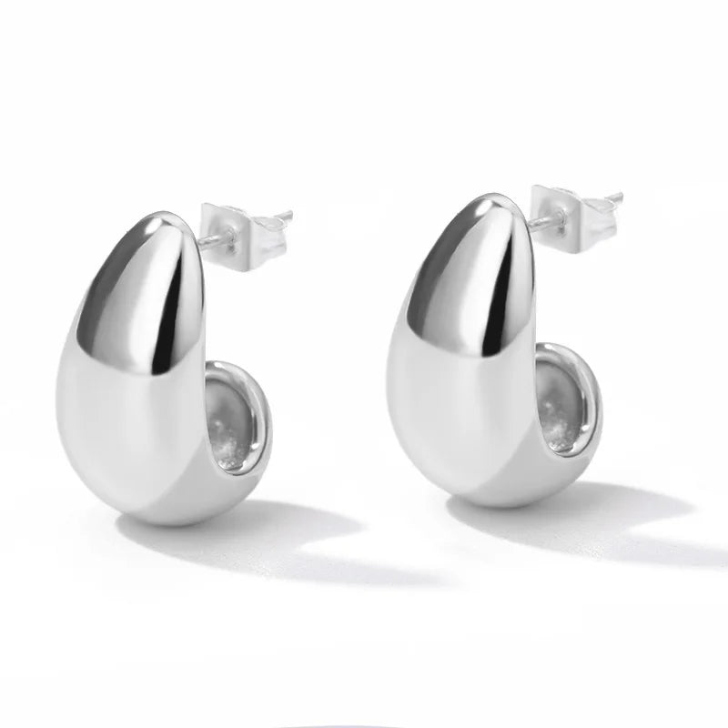 Circle Earrings For Women Vintage Punk Round Baroque Pearl Earrings Stainless Steel Circle Ear Clip Women Jewelry Gift Mujer