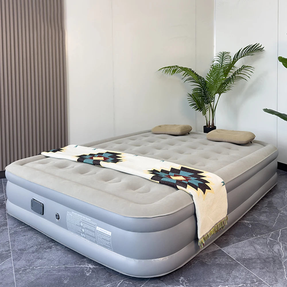 Interior Air Mattress Glamping Mats PVC Inflatable Sleeping Mattress Luxury 2 Person Camping Bed Mat Built-in Pump Thicken Mat