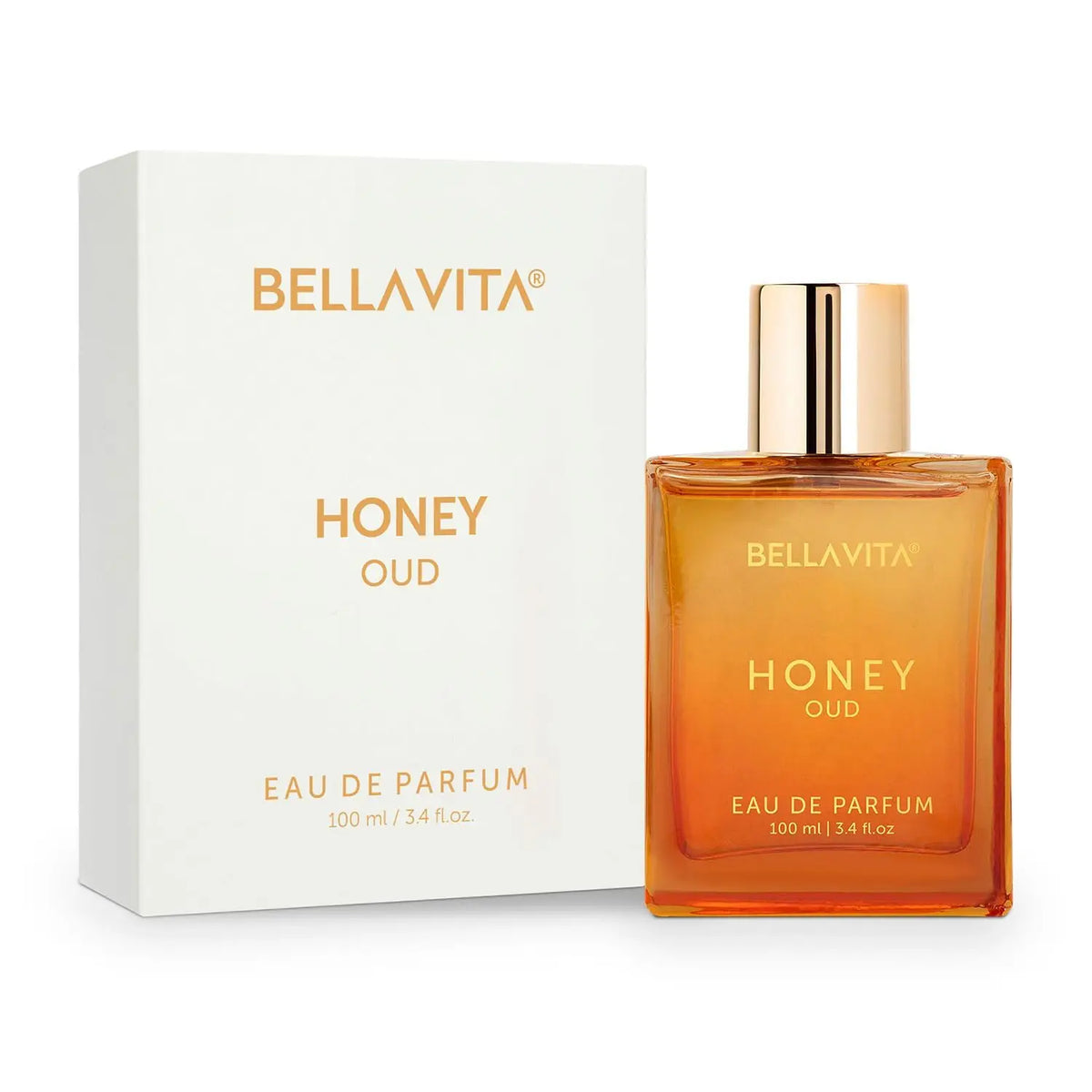 BELLAVITA Honey Oud Eau De Parfum 100ml Long Lasting Woody Sweet Fragrance Unisex Perfume Spray With Gift Box
