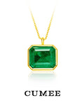 CUMEE 925 Silver Jewelry set Personalized, Cultivated Synthetic Emerald Earring for Women Jewelry , 18K Yellow Gold-plated