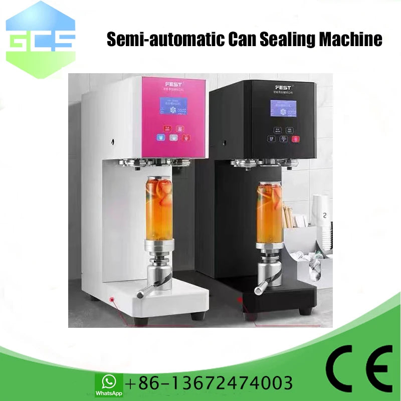 220V/110V Can Sealing Machine, Milk Tea Semi-automa Commercial Plastic Can Beverage can Seamer For 55mm