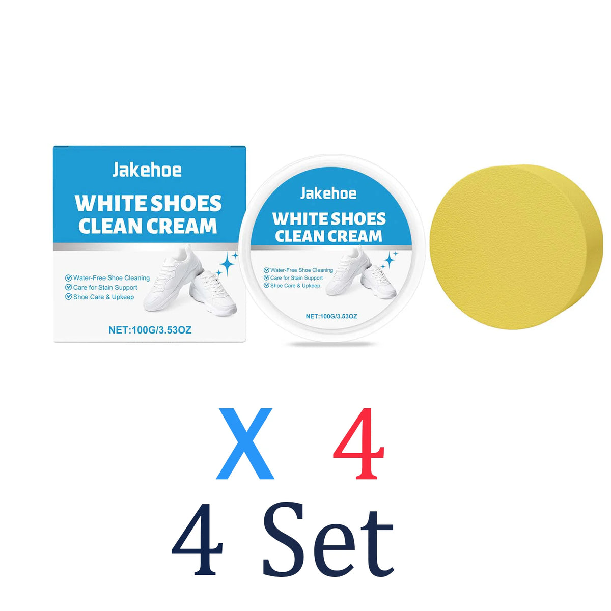 White Shoe Cleaner Cream Sneaker Stain Remover Waterless Cleaning Paste Whitening Repair Polish Leather Canvas Shoe Care 100g