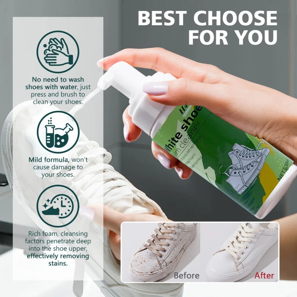 White Shoe Cleaner, Dry Cleaning Foam Decontamination for White Shoes, Boots, Canvas Leather Sneakers Cleaning Shoe Fresheners