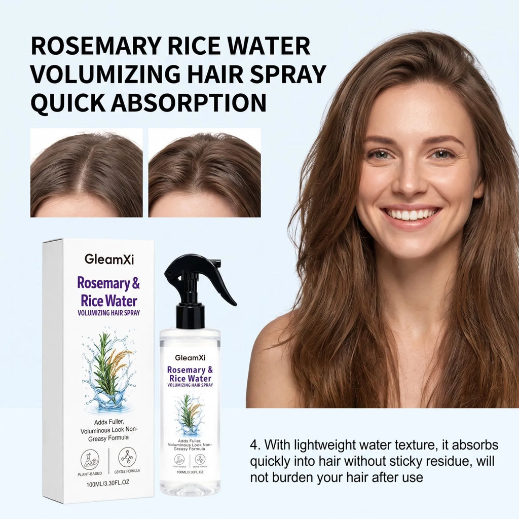 Rosemary Rice Water Volumizing Hair Spray Non Greasy Quick Absorption Smooth Nourish Flat Hair  Softer Smoother-Looking Hai