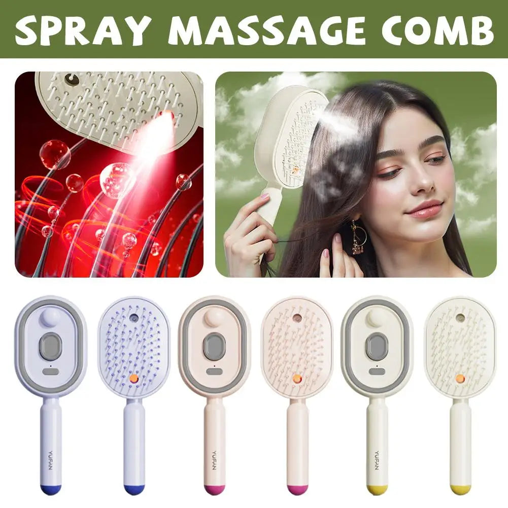 Anti Static Self Cleaning Electric Spray Comb Air Cushion Massage Ideal Gift For Ladies Daily Hair Care And Scalp Relaxation