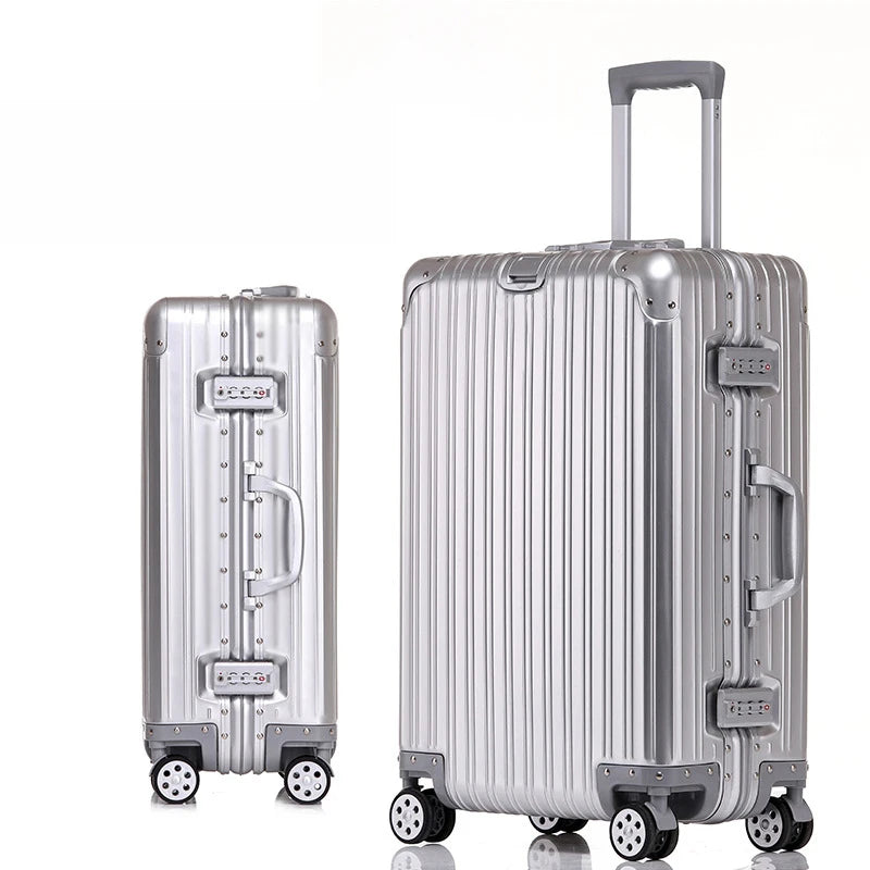 All Aluminum luggage 20/22/24/26/29 inch 100% Aluminium Magnesium Alloy Suitcase Password Trolley Case Cabin Travel Suitcases