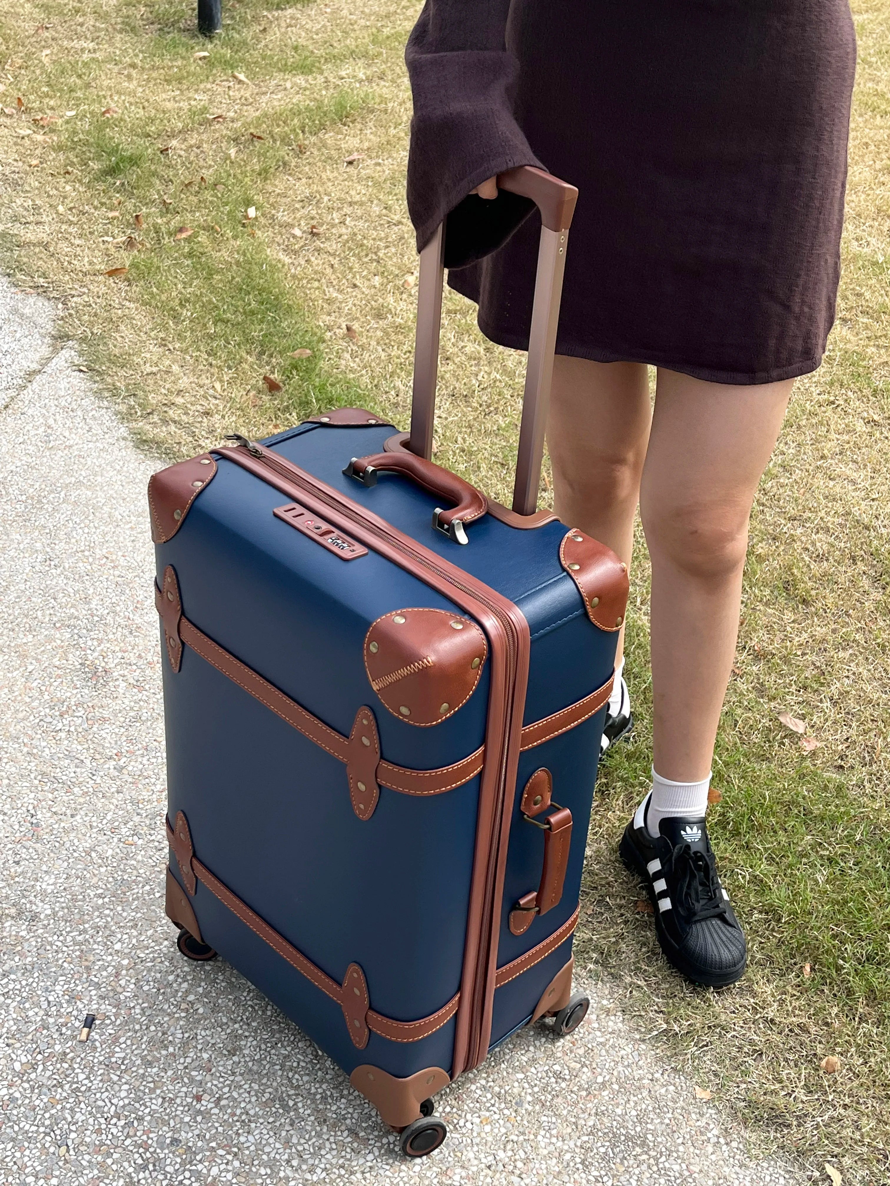 2025 New Vintage Luggage Set 20 inch Boarding Box 28 Inch Large Capacity Suitcase 14'' Cosmetic Case PP+PU Rolling Luggage