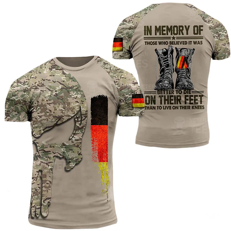 Germany Flag T Shirt Men Tops Tee Shirts 3D Jungle Camo Printed Deutschland Eagle Emblem T-Shirt Olive Beige Forest Short Sleeve