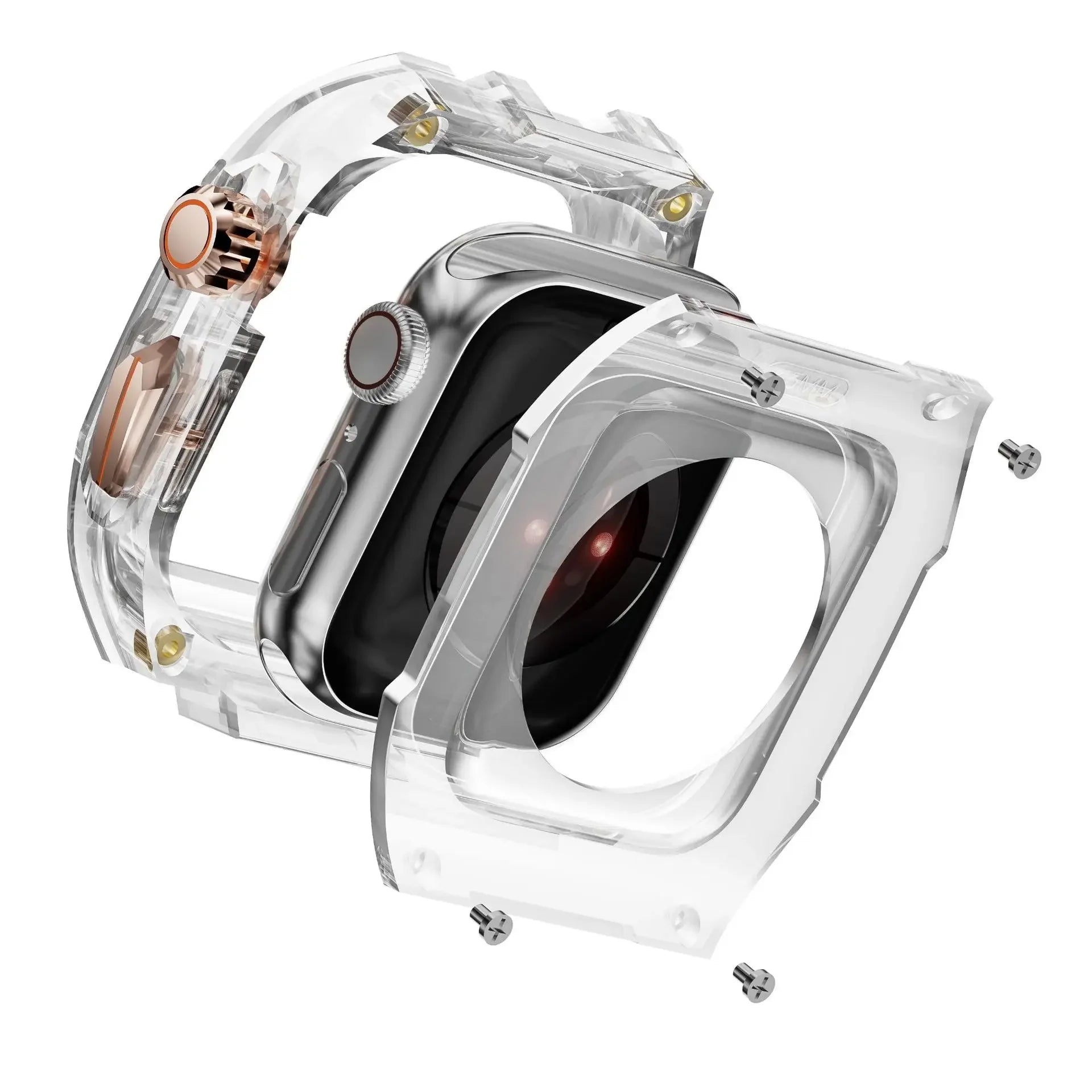 RICHARD Mile Watchband for iWatch Series 10/Ultra2, 46mm 49mm 45mm 44mm 42mm, Crystal Case + Silicone Strap for Series 9/8/7/SE2