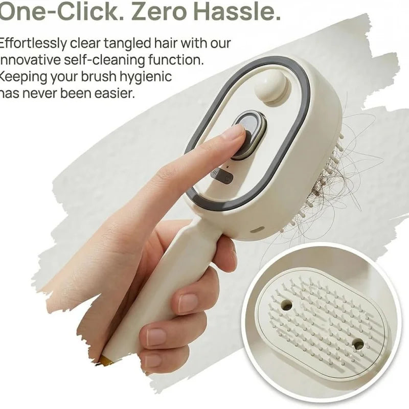 3 in 1 Electric Spray Air Cushions Massage Comb Self Cleaning Steam Anti-Tangle Essential Oil Misting Hair Brush Reduce Frizz