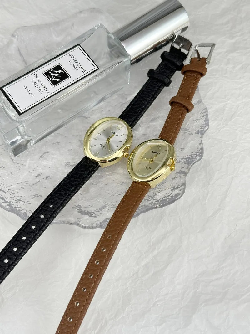 Fashion Quartz Watch for Women Simple Leather Strap Pigeon Egg Dial Ladies Watches Luxury Gift Girl Wristwatches Dropshipping