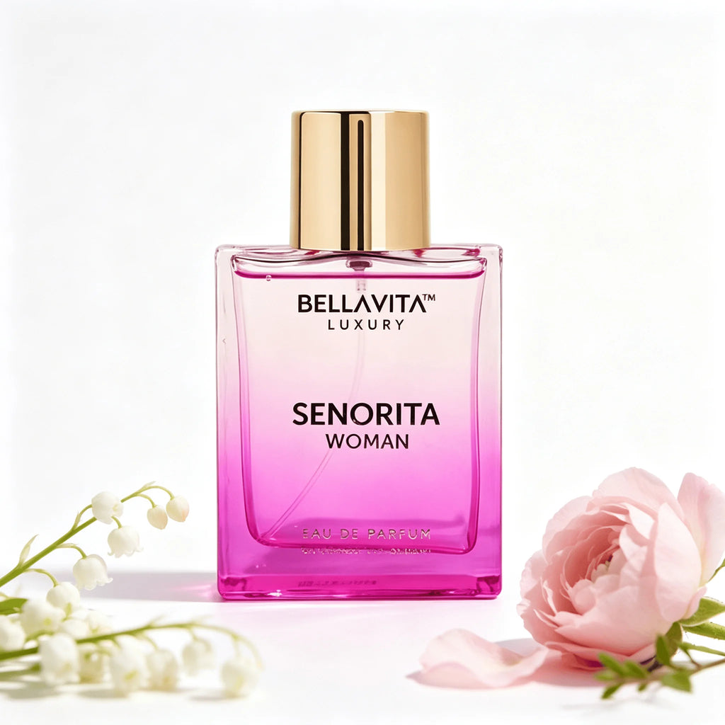 BELLAVITA LUXURY Senorita Woman 100ml Ladies EDP Spray Long Lasting Elegant Floral Cologne Pink Transparent Bottle Gift Package