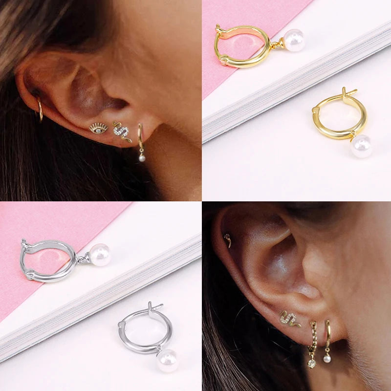 925 Sterling Silver Women's Earrings Korean Pearl Pendant Earrings For Lovers' Anniversary Wedding Gift Fine Earring Brincos