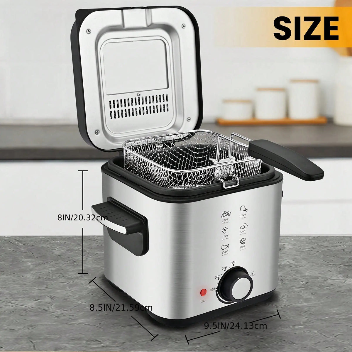 1500W Home Deep Fryer, 2.5L 304 Stainless Steel Oil Pot with Basket, Adjustable Temperature Control & Removable Lid, Easy Clean Electric Fryer, Great Gift for Cooking Lovers