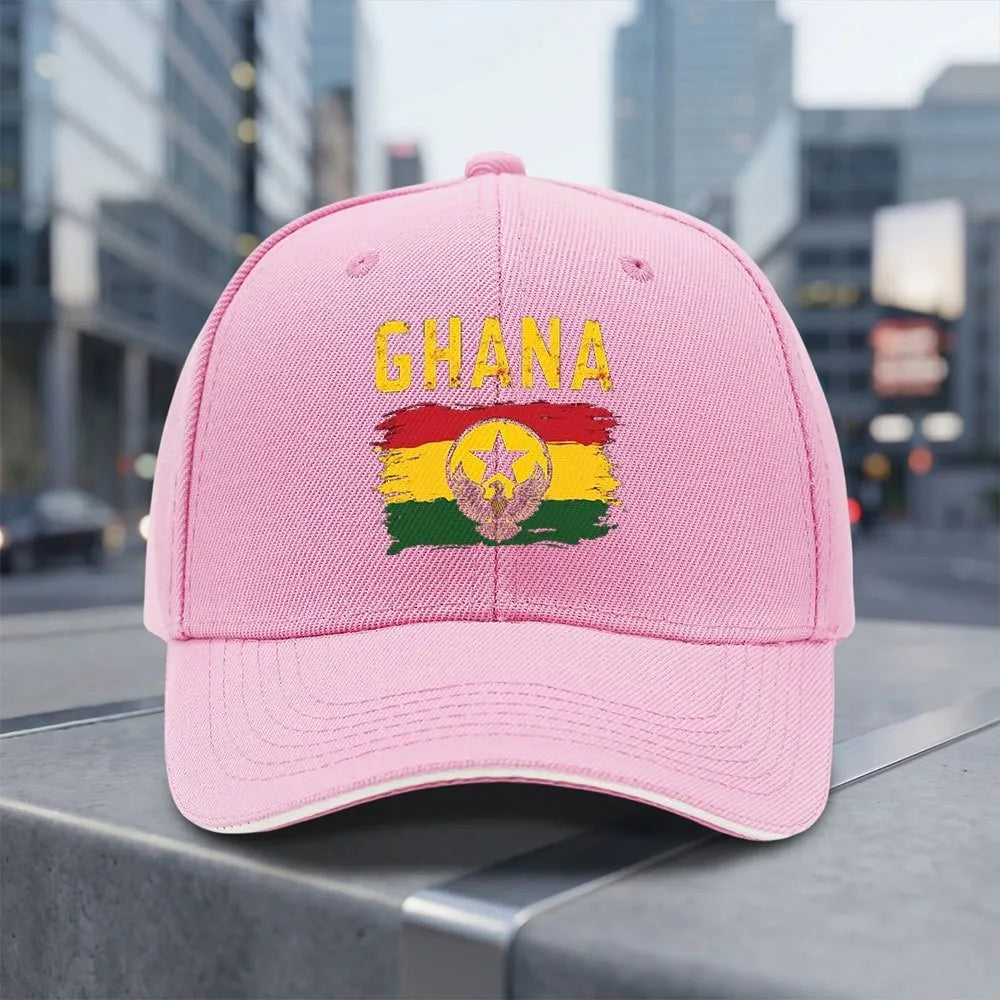 Ghana Flag Distressed Baseball Cap Adjustable Unisex Outdoor Sports Curved Brim Hat