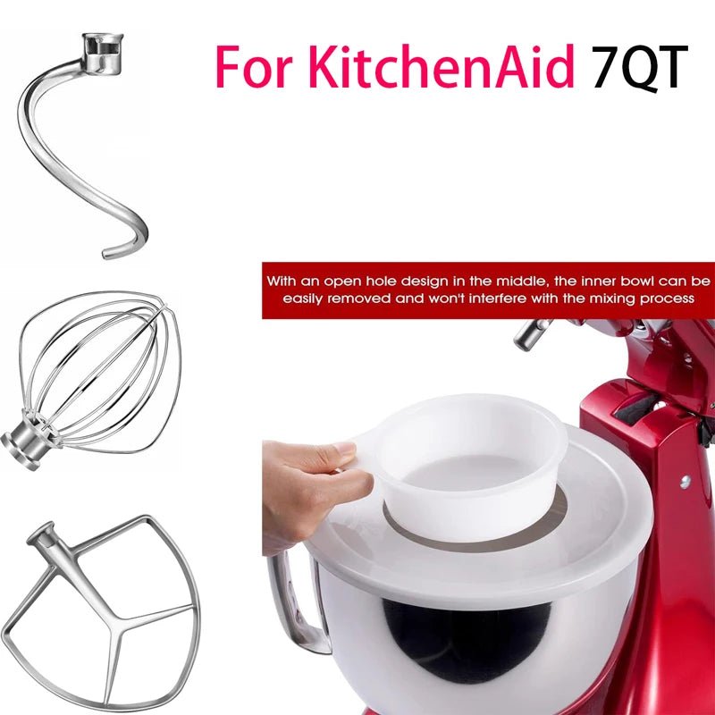 For Kitchenaid5 6 7 Quart Mixer Aid Attachment Parts AccessoriesStand Mixer Wire Whip& Dough Hook&Mixer Aid Paddle