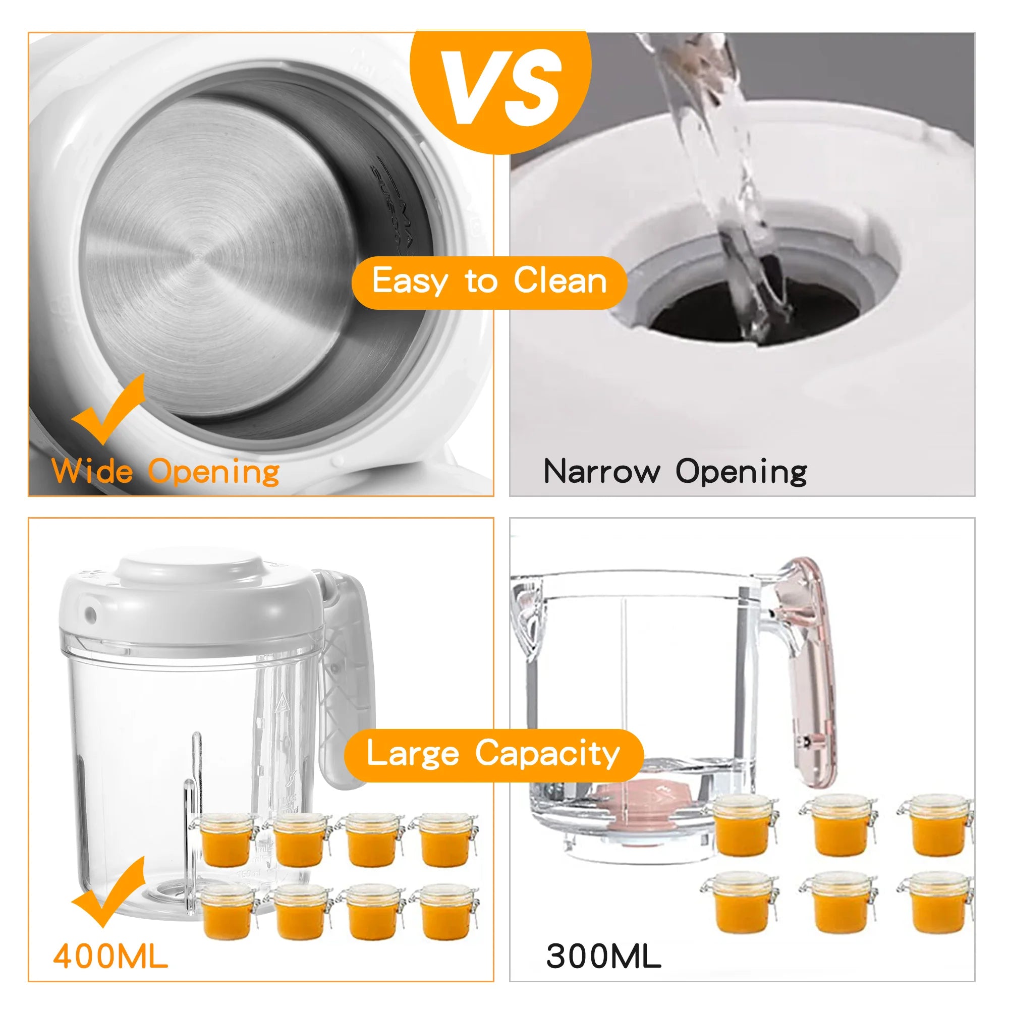 Baby Food Maker, 4 in 1 Baby Food Processor and Steamer, Puree Blender, Multifunctional Baby Puree Maker, Dishwasher Safe White