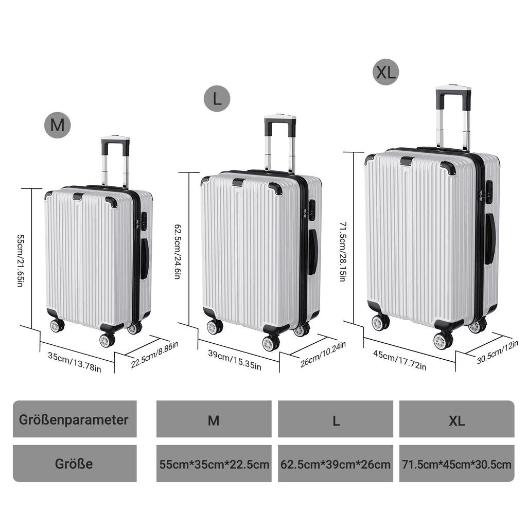 Comanlai Travel Suitcase Set of 3 Hard Shell Luggage 20/24/28 Inch 360° Spinner Wheel TSA Lock For Air Train Travel for Students