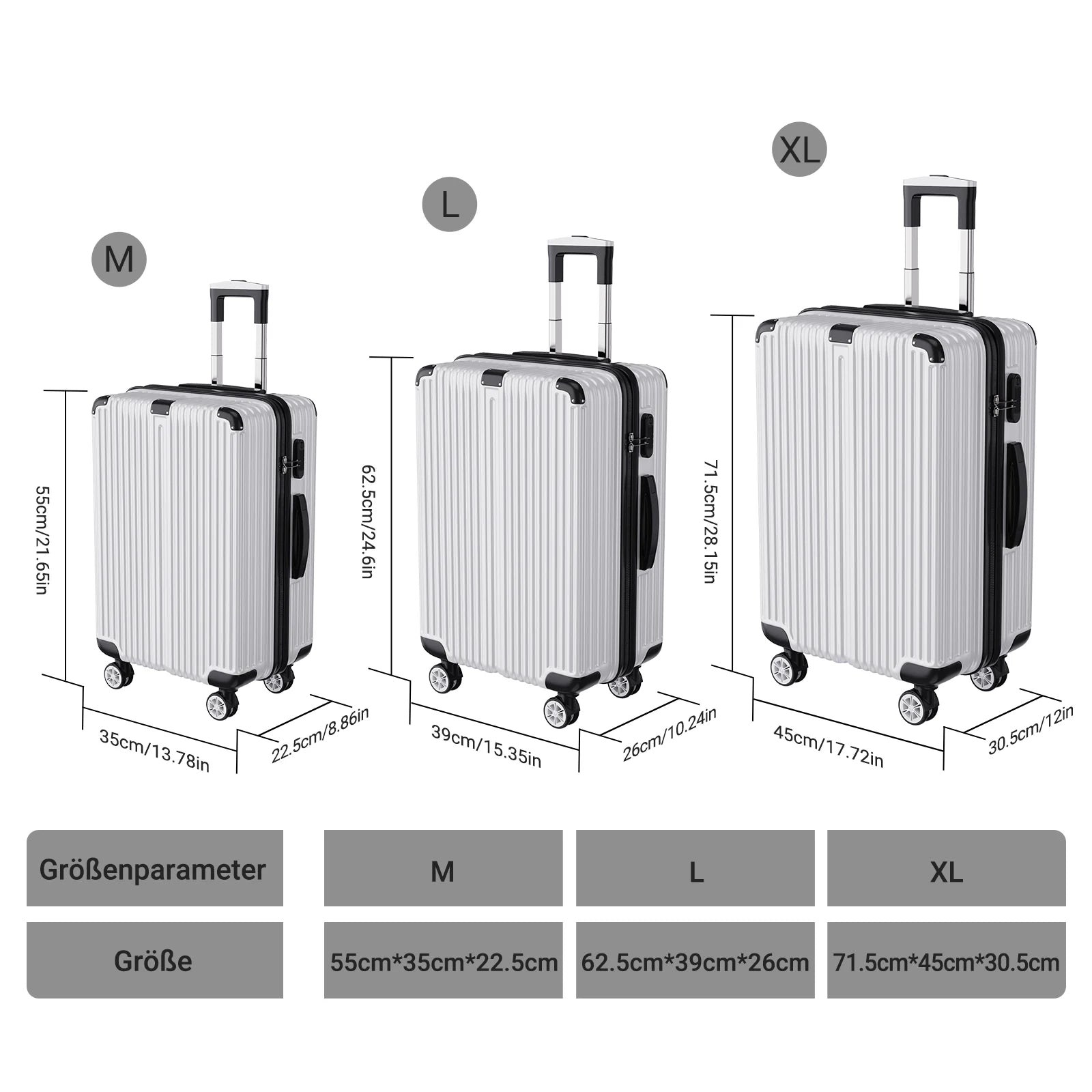 Comanlai Travel Suitcase Set of 3 Hard Shell Luggage 20/24/28 Inch 360° Spinner Wheel TSA Lock For Air Train Travel for Students
