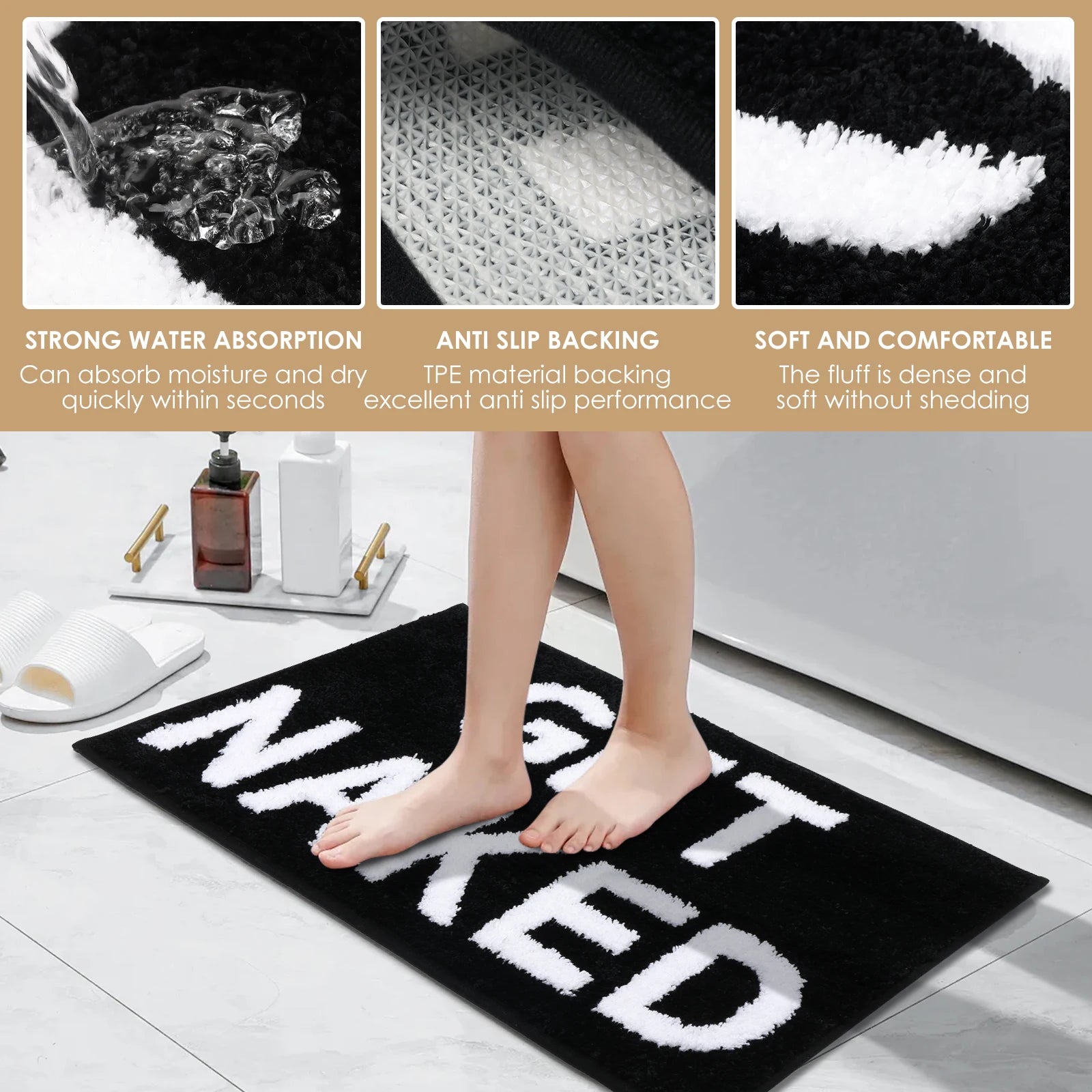 Bath Mat Polyester Absorbent Floor Mat 50x80 CM Funny Bathroom Rug Comfortable Anti Slip Shower Door Mat for Home Decoration