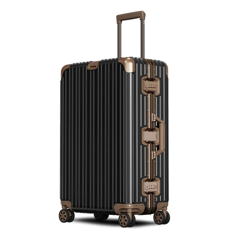 All Aluminum luggage 20/22/24/26/29 inch 100% Aluminium Magnesium Alloy Suitcase Password Trolley Case Cabin Travel Suitcases