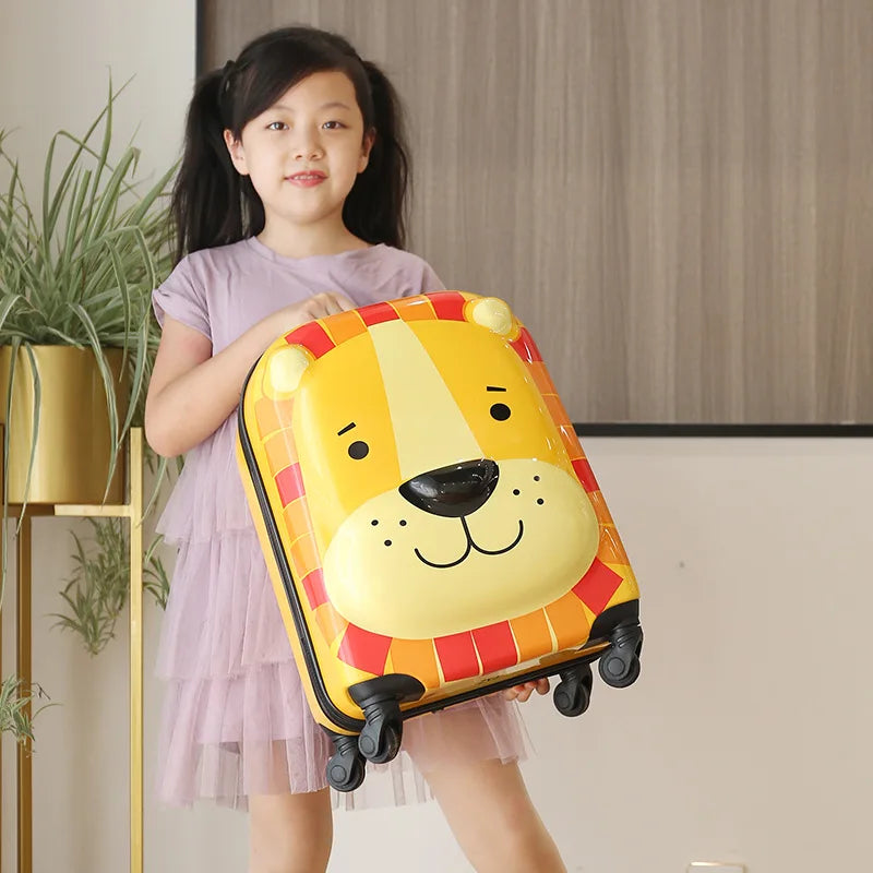 18 Inch ABS Spinner Cartoon Children's Trolley Case Wheel Suitcase Cute Animal 3D Three-dimensional Student Travel Luggage