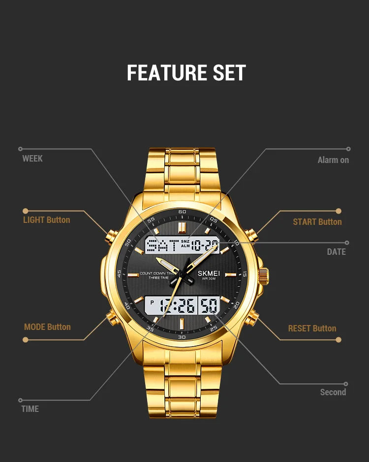 SKMEI 2049 Brand Electronic Watches for Man Fashion Large Dial Wristwatch Luminous Alarm Clock Calendar Casual Men Digital Watch