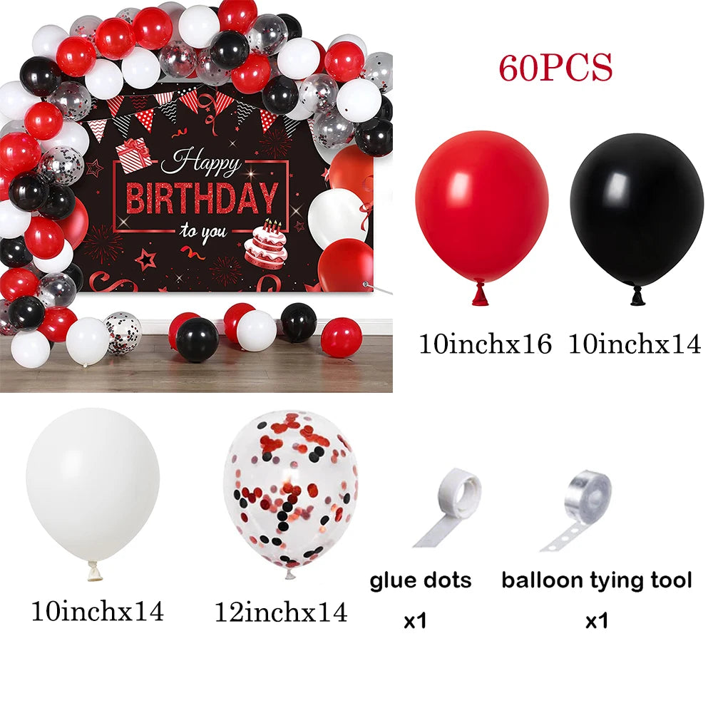1 Set Red Black Balloons Garland Arch Kit Baby Shower Birthday Decorations Red White Black Silver Balloon Graduation Party Decor