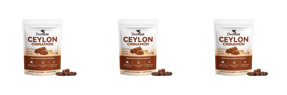 Docteat Energy Support Softgels Ceylon Cinnamon Antioxidant Action and Metabolic Balance 60 CT for Adults Daily Vitality