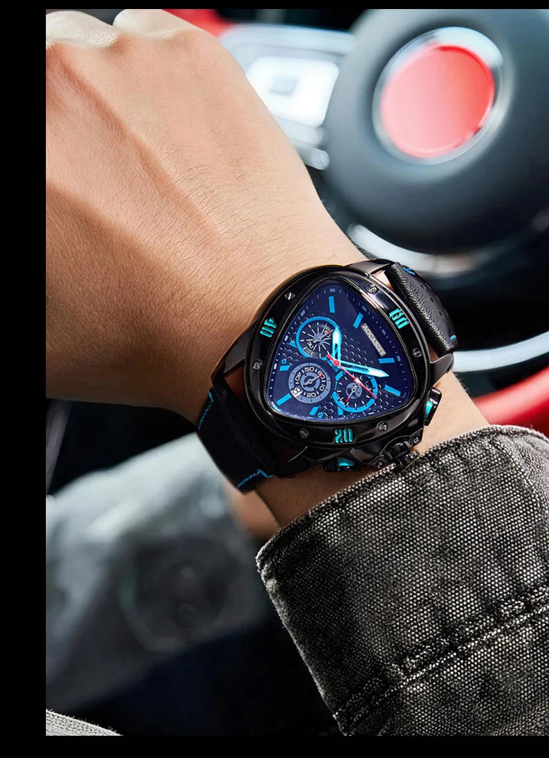 New Cool Triangle Watch Men Top Luxury Chronograph Watches Waterproof Quartz Wristwatches Gifts Relogio Masculino Drop Shipping