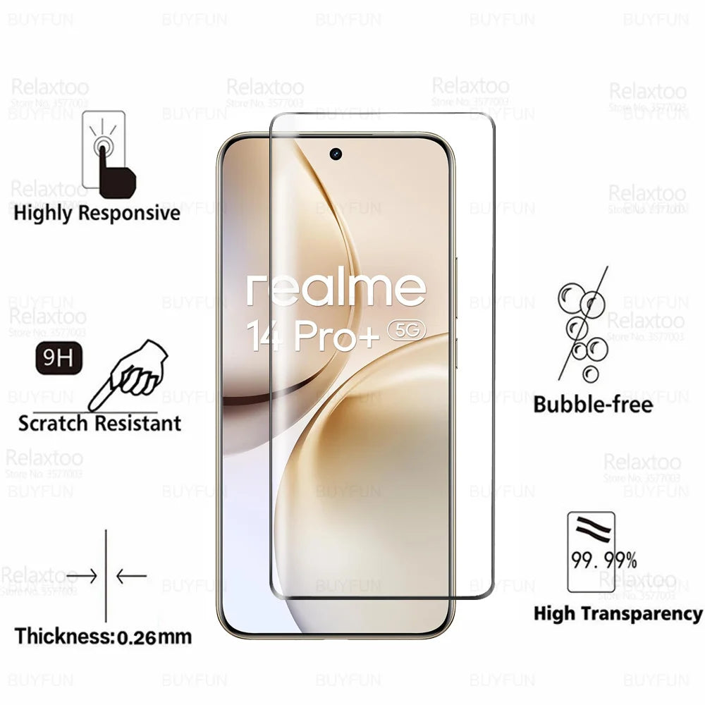 For Realme 14 Pro Plus Curved Glass 6in1 Tempered Glass Camera Film Realme14 Pro+ Realme14Pro 14Pro ProPlus 5G Screen Protector