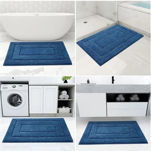 Microfibre Bathroom Rugs Non-Slip Washable Bath Doormat Water Absorbent Resist Dirt Bath Carpet Shower Velveteen Foot Mat