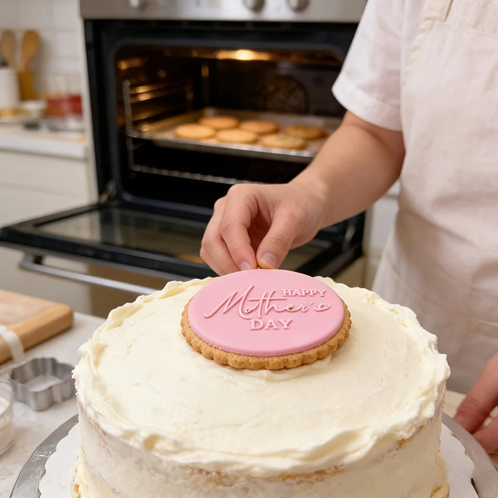 Happy Mother's Day / Father's Day Acrylic Cookie Embosser Stamp - Fondant Cake Decorating Tool for Baking DIY Gifts