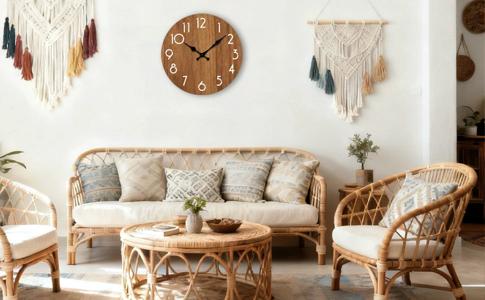 Modern Wooden Wall Clock Minimalist Decor for Living Room Bedroom Non Ticking Clock Stylish Gift for Home Decor Enthusiasts